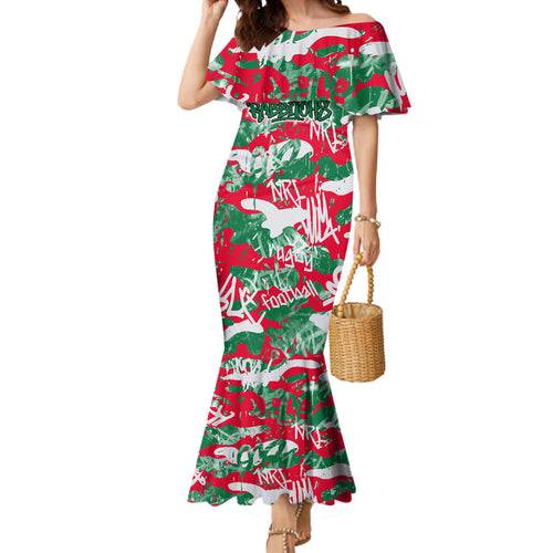 South Sydney Rabbitohs Rugby Mermaid Dress Graffiti Typography Urban Camo Abstract Street Style
