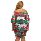 South Sydney Rabbitohs Rugby Off Shoulder Short Dress Graffiti Typography Urban Camo Abstract Street Style