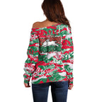 South Sydney Rabbitohs Rugby Off Shoulder Sweater Graffiti Typography Urban Camo Abstract Street Style