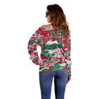 South Sydney Rabbitohs Rugby Off Shoulder Sweater Graffiti Typography Urban Camo Abstract Street Style