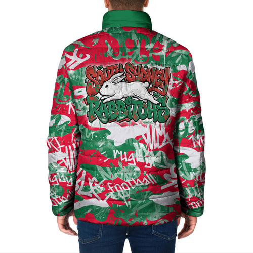 South Sydney Rabbitohs Rugby Padded Jacket Graffiti Typography Urban Camo Abstract Street Style