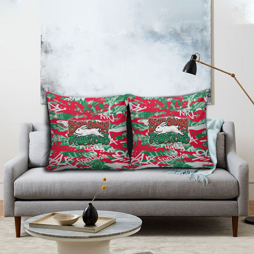 South Sydney Rabbitohs Rugby Pillow Cover Graffiti Typography Urban Camo Abstract Street Style