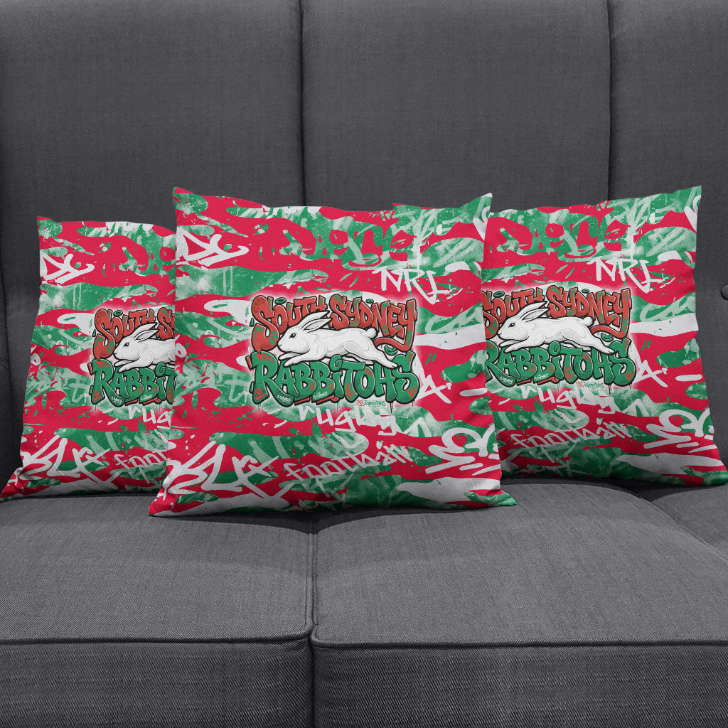 South Sydney Rabbitohs Rugby Pillow Cover Graffiti Typography Urban Camo Abstract Street Style