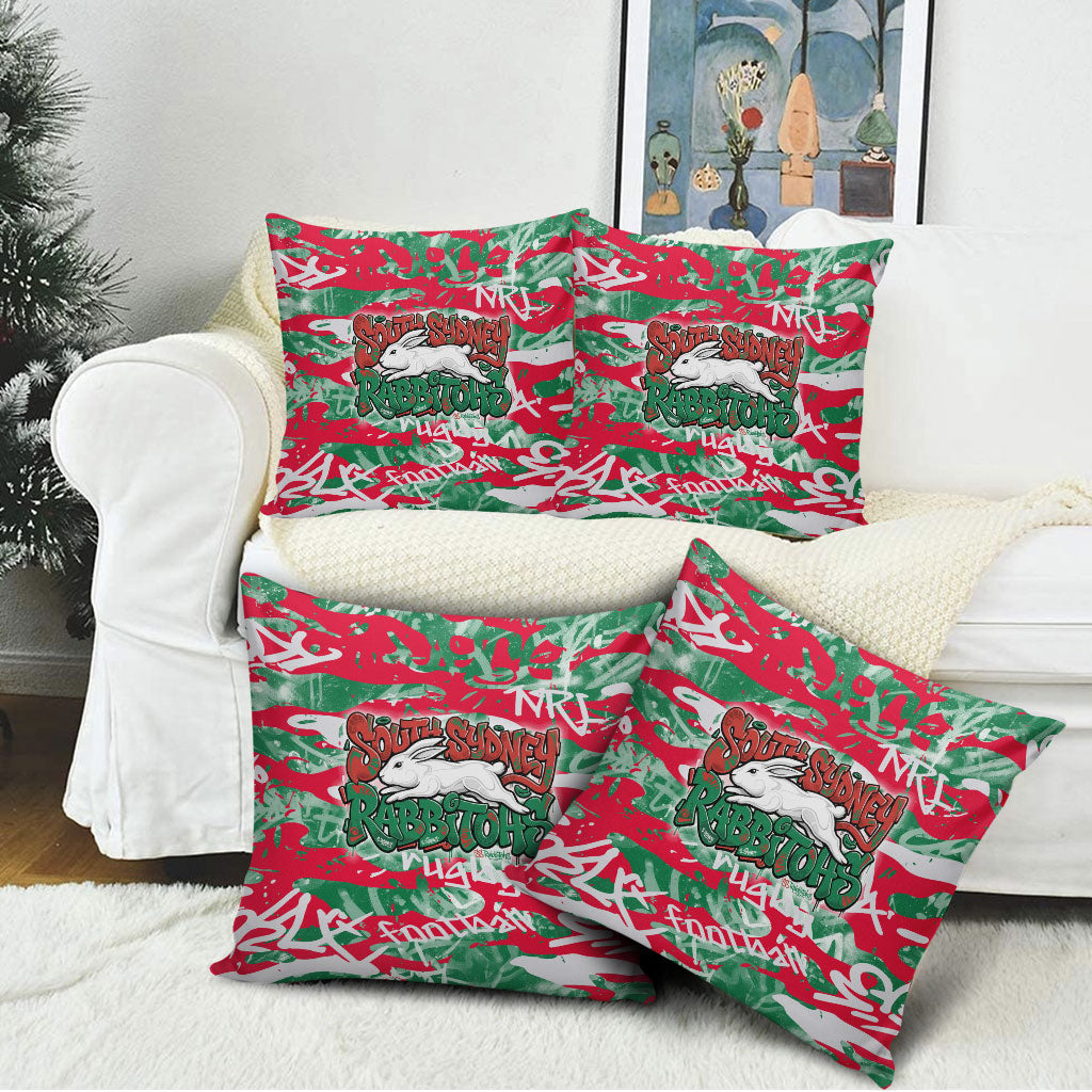 South Sydney Rabbitohs Rugby Pillow Cover Graffiti Typography Urban Camo Abstract Street Style