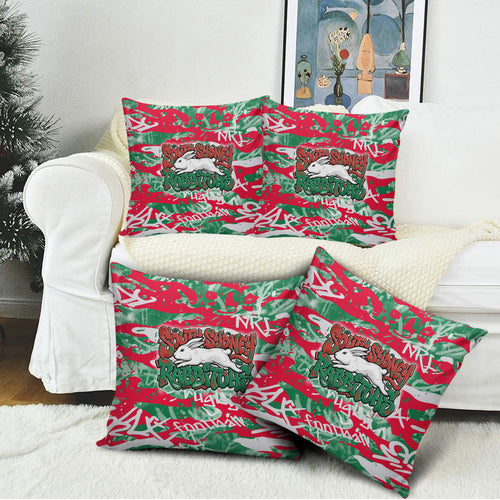 South Sydney Rabbitohs Rugby Pillow Cover Graffiti Typography Urban Camo Abstract Street Style