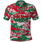 South Sydney Rabbitohs Rugby Polo Shirt Graffiti Typography Urban Camo Abstract Street Style