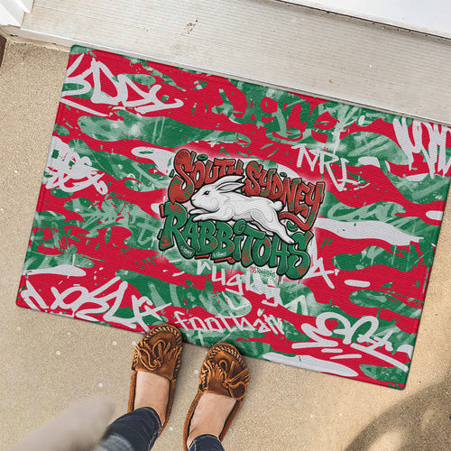 South Sydney Rabbitohs Rugby Rubber Doormat Graffiti Typography Urban Camo Abstract Street Style