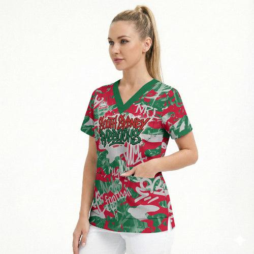 South Sydney Rabbitohs Rugby Scrub Top Graffiti Typography Urban Camo Abstract Street Style