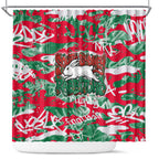 South Sydney Rabbitohs Rugby Shower Curtain Graffiti Typography Urban Camo Abstract Street Style