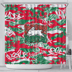 South Sydney Rabbitohs Rugby Shower Curtain Graffiti Typography Urban Camo Abstract Street Style