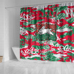 South Sydney Rabbitohs Rugby Shower Curtain Graffiti Typography Urban Camo Abstract Street Style