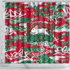 South Sydney Rabbitohs Rugby Shower Curtain Graffiti Typography Urban Camo Abstract Street Style