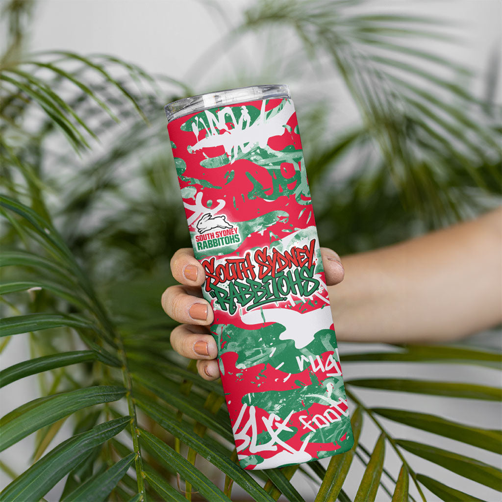 South Sydney Rabbitohs Rugby Skinny Tumbler Graffiti Typography Urban Camo Abstract Street Style