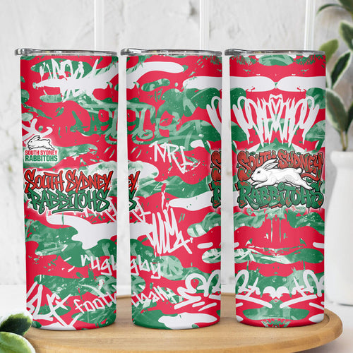 South Sydney Rabbitohs Rugby Skinny Tumbler Graffiti Typography Urban Camo Abstract Street Style