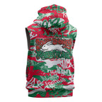 South Sydney Rabbitohs Rugby Sleeveless Hoodie Graffiti Typography Urban Camo Abstract Street Style