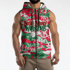 South Sydney Rabbitohs Rugby Sleeveless Zip Hoodie Graffiti Typography Urban Camo Abstract Street Style