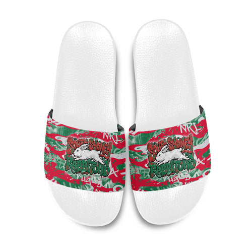 South Sydney Rabbitohs Rugby Slide Sandals Graffiti Typography Urban Camo Abstract Street Style