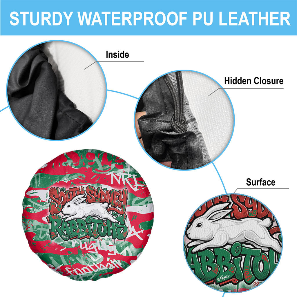 South Sydney Rabbitohs Rugby Spare Tire Cover Graffiti Typography Urban Camo Abstract Street Style