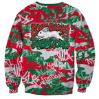 South Sydney Rabbitohs Rugby Sweatshirt Graffiti Typography Urban Camo Abstract Street Style