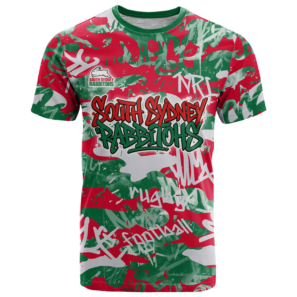 South Sydney Rabbitohs Rugby T Shirt Graffiti Typography Urban Camo Abstract Street Style