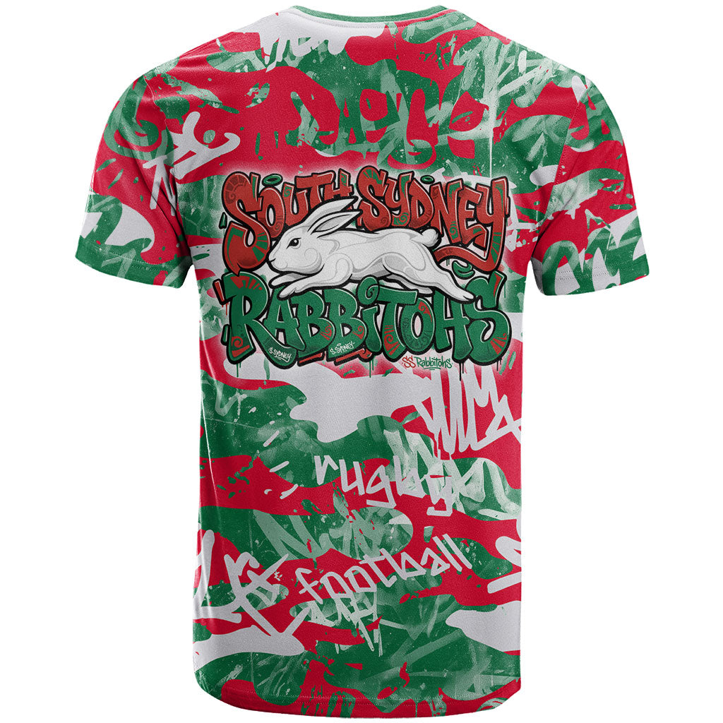 South Sydney Rabbitohs Rugby T Shirt Graffiti Typography Urban Camo Abstract Street Style
