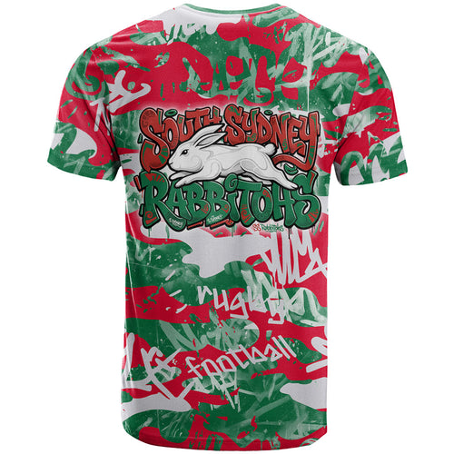 South Sydney Rabbitohs Rugby T Shirt Graffiti Typography Urban Camo Abstract Street Style