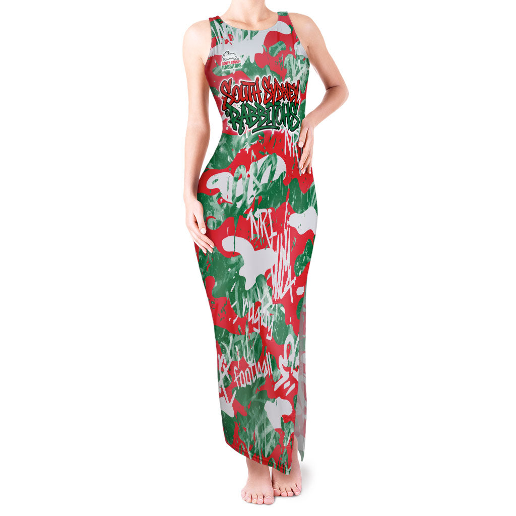 South Sydney Rabbitohs Rugby Tank Maxi Dress Graffiti Typography Urban Camo Abstract Street Style