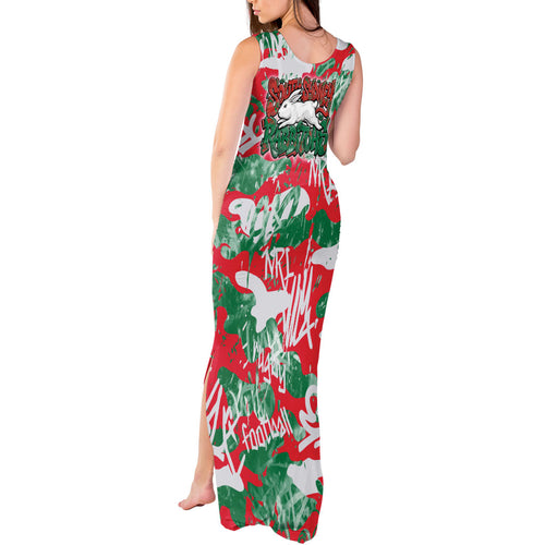 South Sydney Rabbitohs Rugby Tank Maxi Dress Graffiti Typography Urban Camo Abstract Street Style