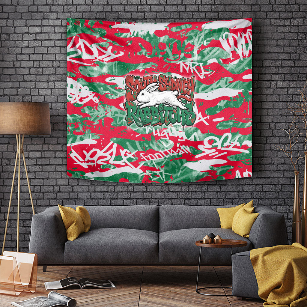 South Sydney Rabbitohs Rugby Tapestry Graffiti Typography Urban Camo Abstract Street Style
