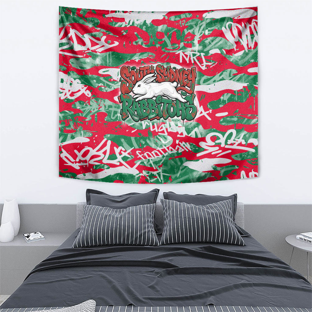 South Sydney Rabbitohs Rugby Tapestry Graffiti Typography Urban Camo Abstract Street Style