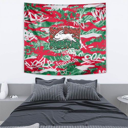 South Sydney Rabbitohs Rugby Tapestry Graffiti Typography Urban Camo Abstract Street Style