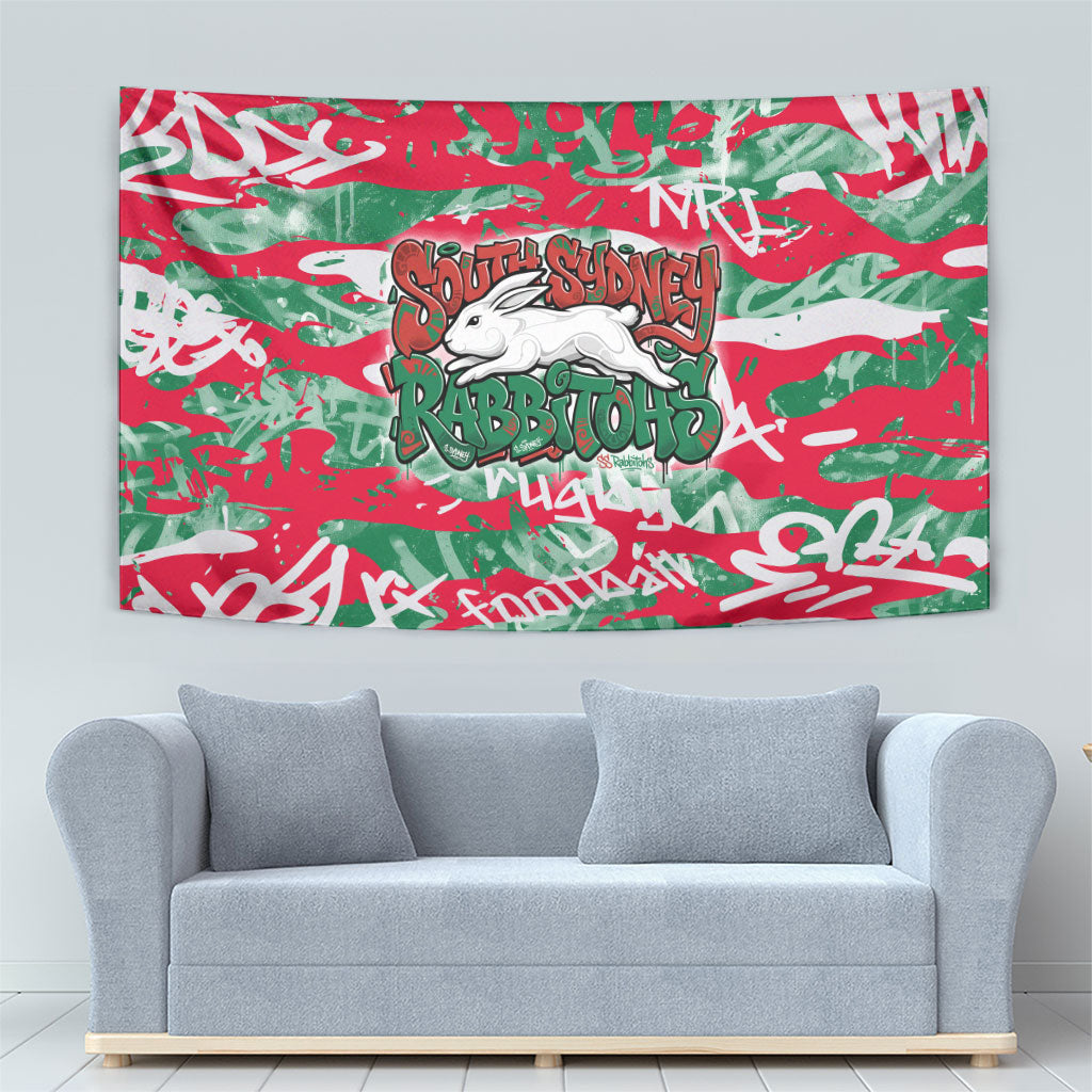 South Sydney Rabbitohs Rugby Tapestry Graffiti Typography Urban Camo Abstract Street Style