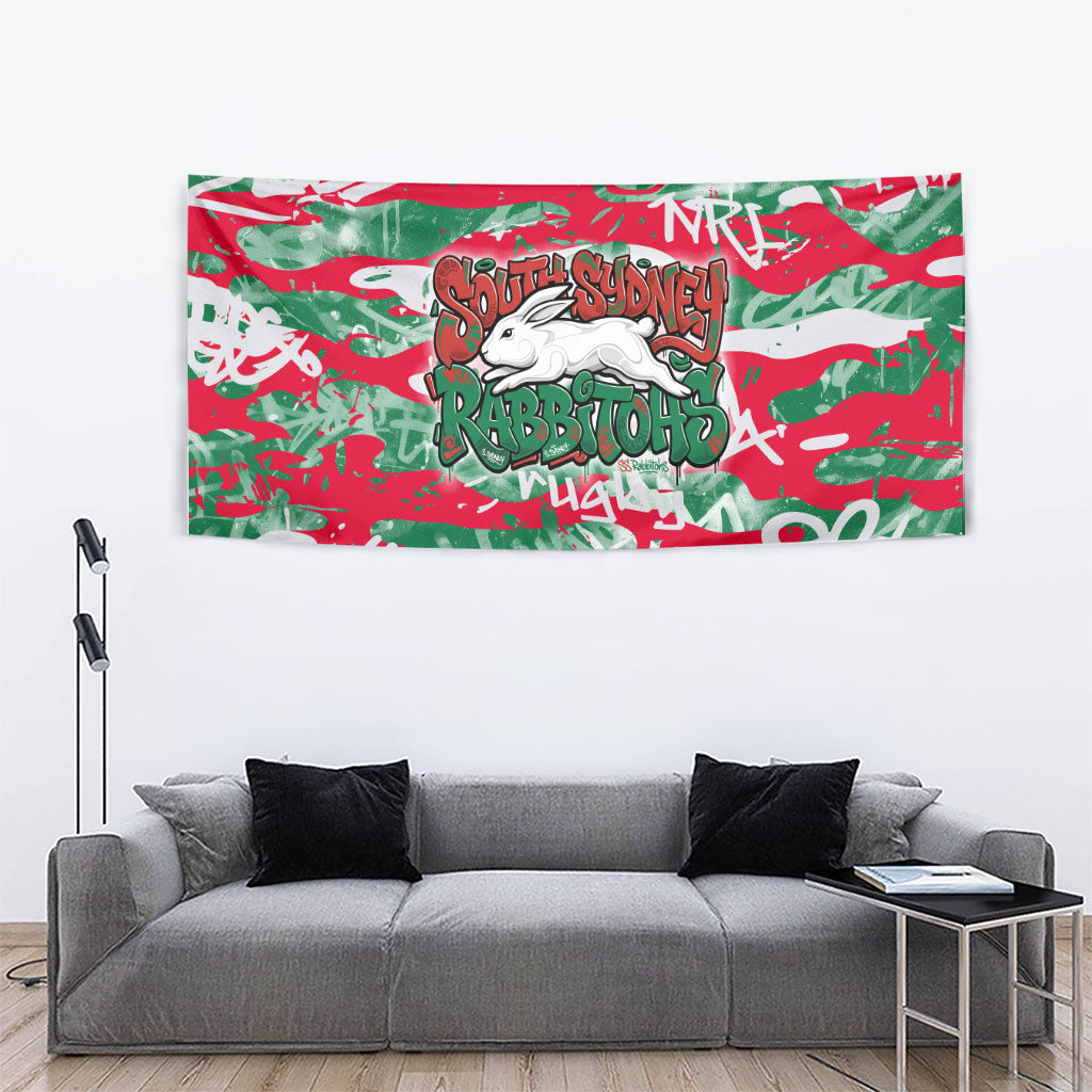 South Sydney Rabbitohs Rugby Tapestry Graffiti Typography Urban Camo Abstract Street Style