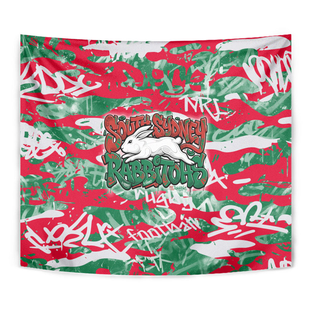 South Sydney Rabbitohs Rugby Tapestry Graffiti Typography Urban Camo Abstract Street Style