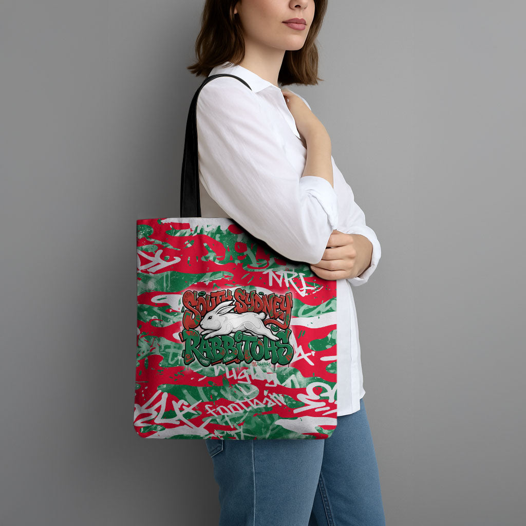 South Sydney Rabbitohs Rugby Tote Bag Graffiti Typography Urban Camo Abstract Street Style