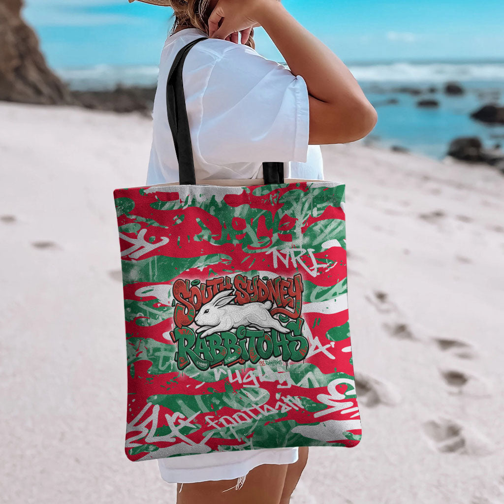 South Sydney Rabbitohs Rugby Tote Bag Graffiti Typography Urban Camo Abstract Street Style