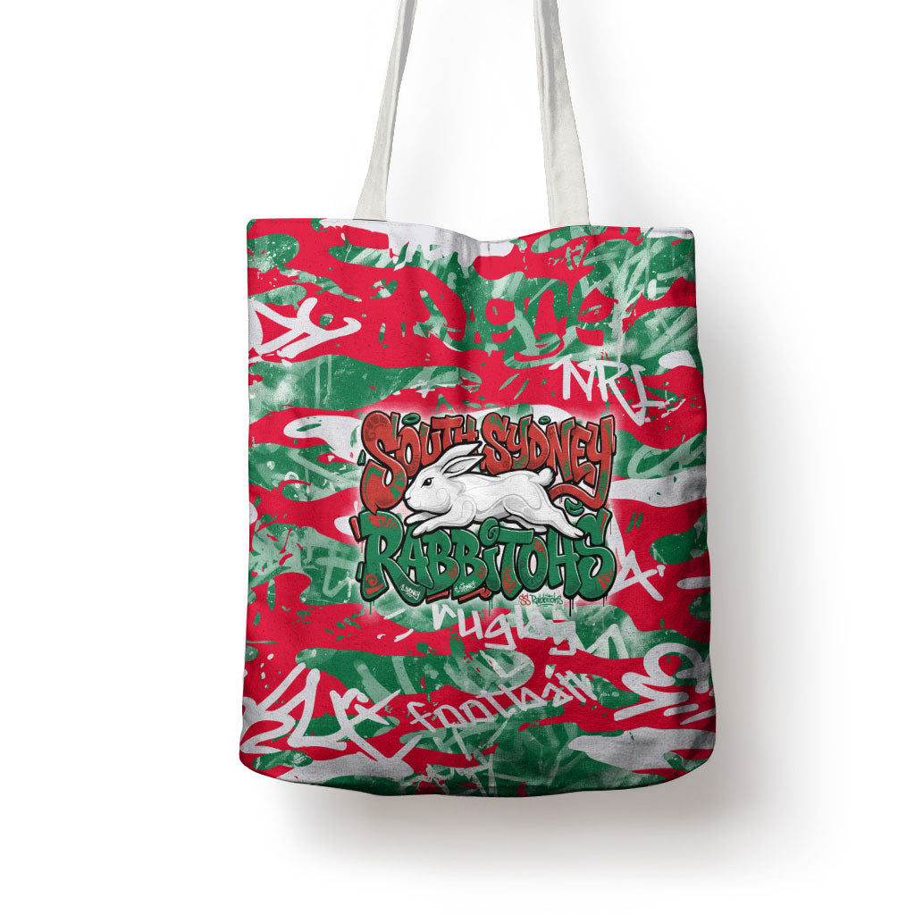South Sydney Rabbitohs Rugby Tote Bag Graffiti Typography Urban Camo Abstract Street Style