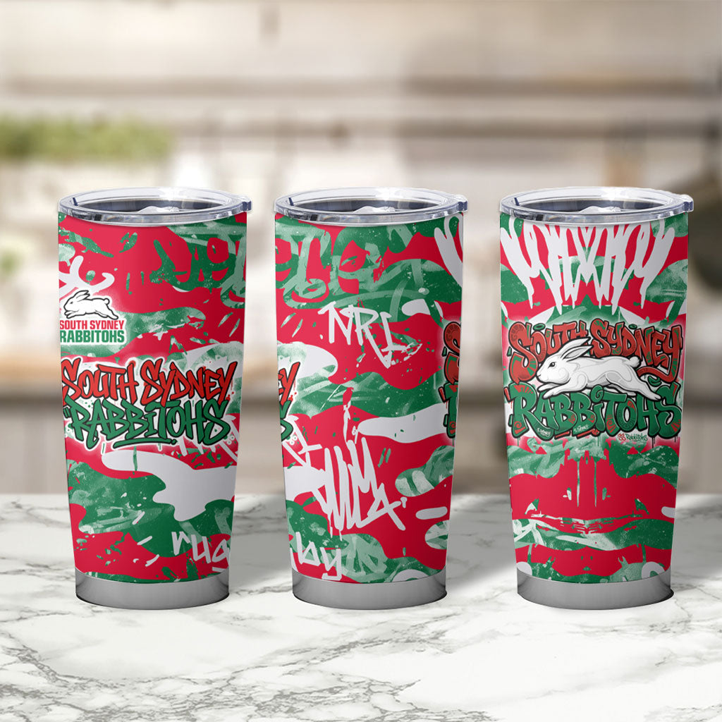 South Sydney Rabbitohs Rugby Tumbler Cup Graffiti Typography Urban Camo Abstract Street Style
