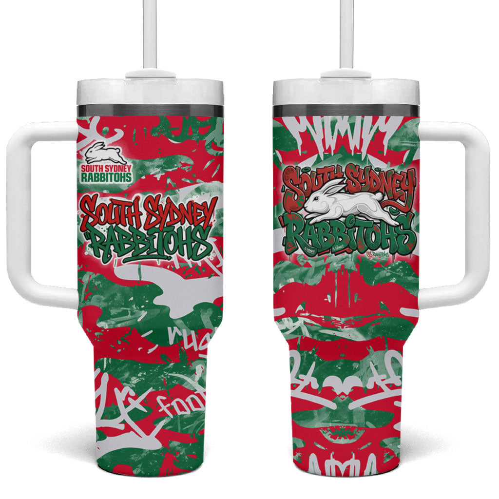 South Sydney Rabbitohs Rugby Tumbler With Handle Graffiti Typography Urban Camo Abstract Street Style