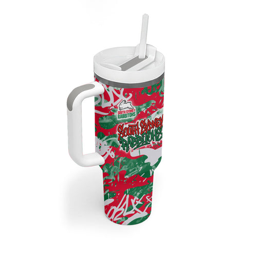 South Sydney Rabbitohs Rugby Tumbler With Handle Graffiti Typography Urban Camo Abstract Street Style