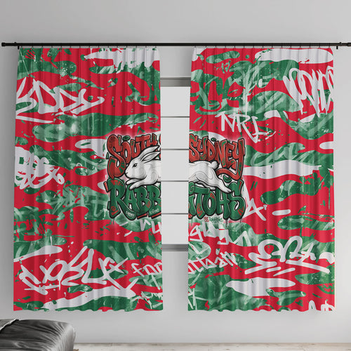 South Sydney Rabbitohs Rugby Window Curtain Graffiti Typography Urban Camo Abstract Street Style