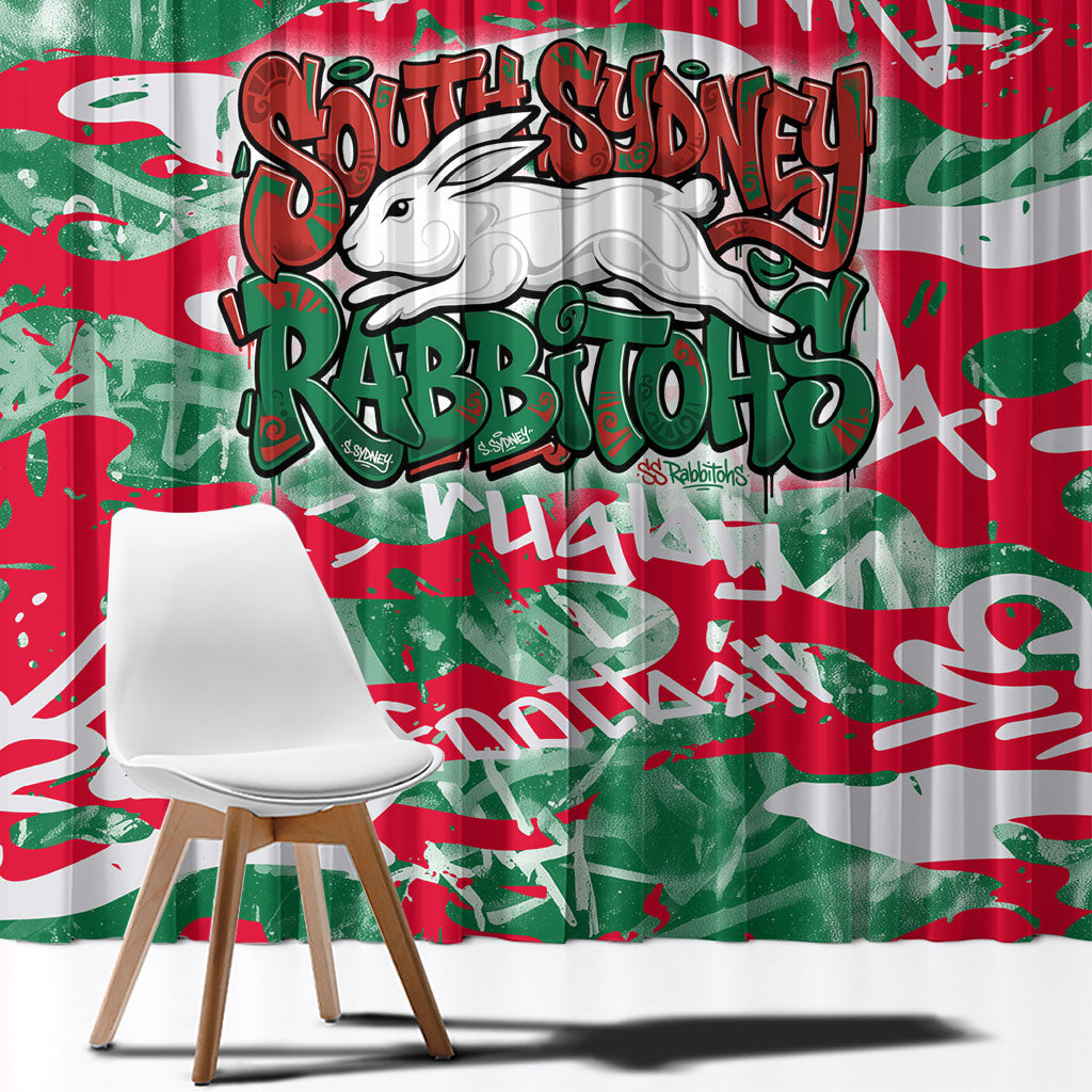 South Sydney Rabbitohs Rugby Window Curtain Graffiti Typography Urban Camo Abstract Street Style