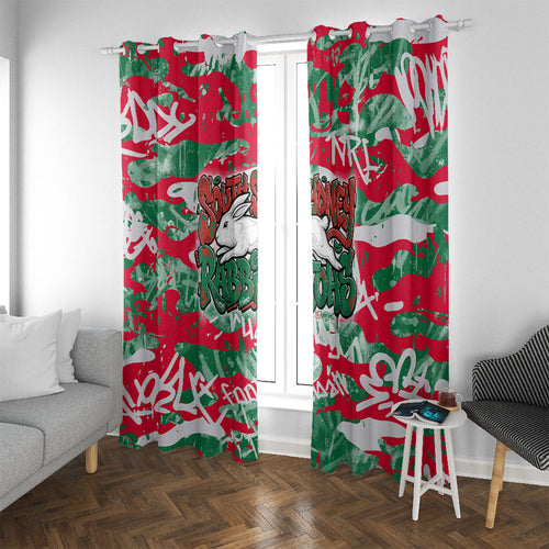 South Sydney Rabbitohs Rugby Window Curtain Graffiti Typography Urban Camo Abstract Street Style