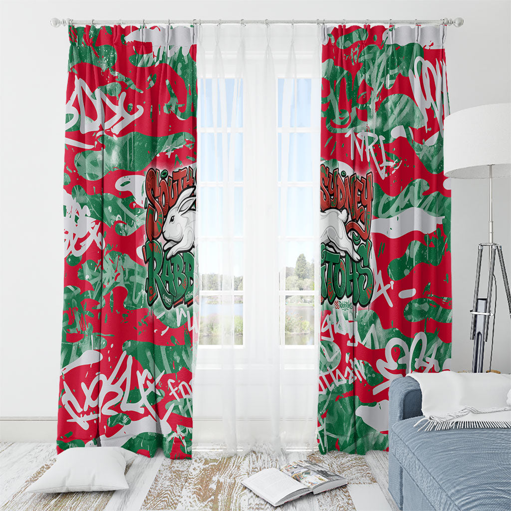 South Sydney Rabbitohs Rugby Window Curtain Graffiti Typography Urban Camo Abstract Street Style