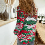 South Sydney Rabbitohs Rugby Women Casual Shirt Graffiti Typography Urban Camo Abstract Street Style