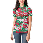 South Sydney Rabbitohs Rugby Women Polo Shirt Graffiti Typography Urban Camo Abstract Street Style