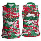 South Sydney Rabbitohs Rugby Women Sleeveless Polo Shirt Graffiti Typography Urban Camo Abstract Street Style