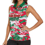 South Sydney Rabbitohs Rugby Women Sleeveless Polo Shirt Graffiti Typography Urban Camo Abstract Street Style