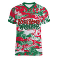 South Sydney Rabbitohs Rugby Women V-Neck T-Shirt Graffiti Typography Urban Camo Abstract Street Style