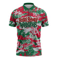 South Sydney Rabbitohs Rugby Zipper Polo Shirt Graffiti Typography Urban Camo Abstract Street Style